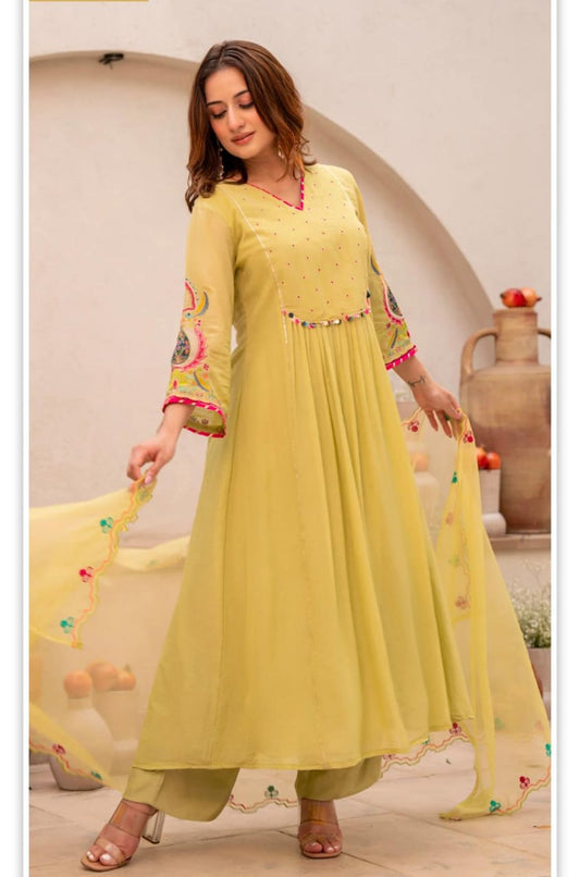 Lemon Zest Anarkali Suit Set