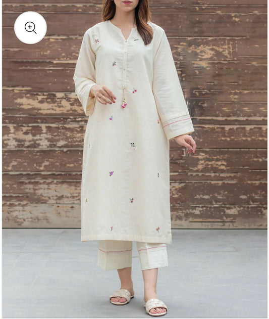 Libas Elegant Off-White Embroidered Kurta Set
