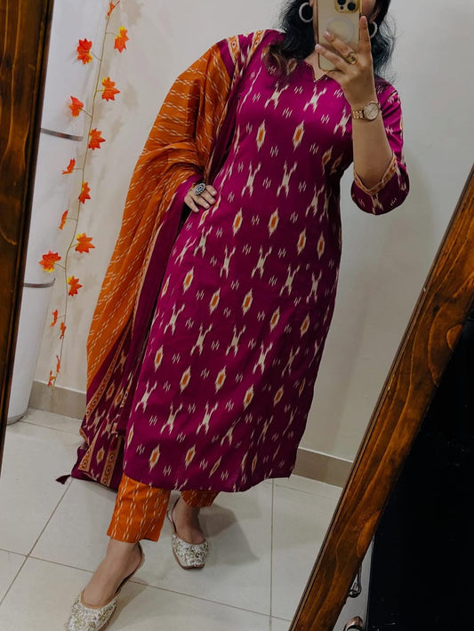 Straight Regullar Out Fit Kurti With Pant And Dupatta Set