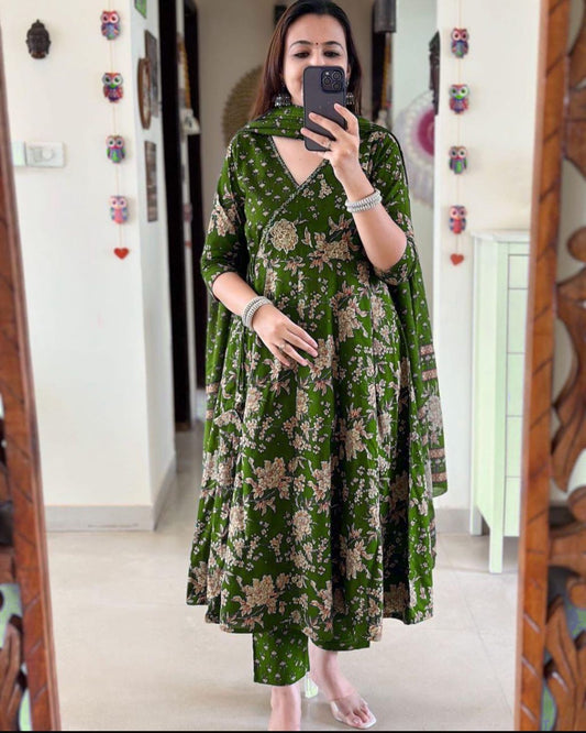 Aerial Blue Pure Cotton Straight Kurta Pant Set