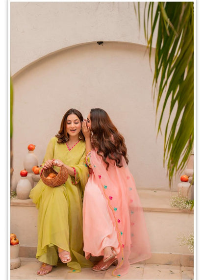 Peach Blossom Anarkali Suit Set