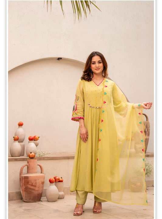 Lemon Zest Anarkali Suit Set