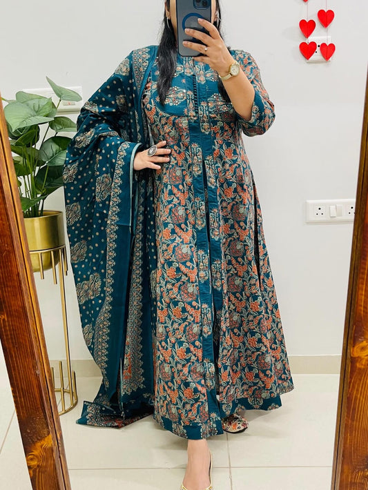 Printed Anarkali Kurta with Pant & Dupatta