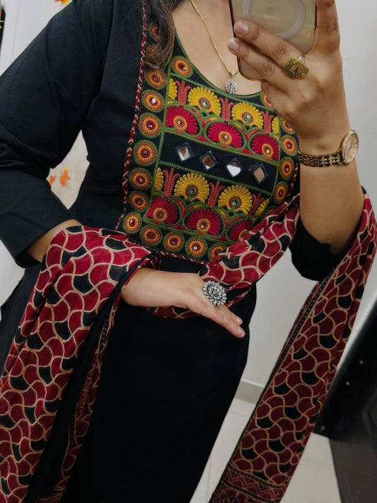 Premium Dabu Print Cotton Straight Suit Set